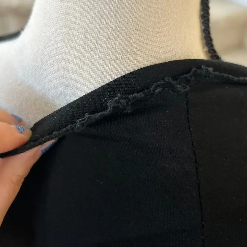 Made in Italy Black Silk High Tie Neck Blouse Whimsygoth Coquette Romantic - Picture 5 of 7